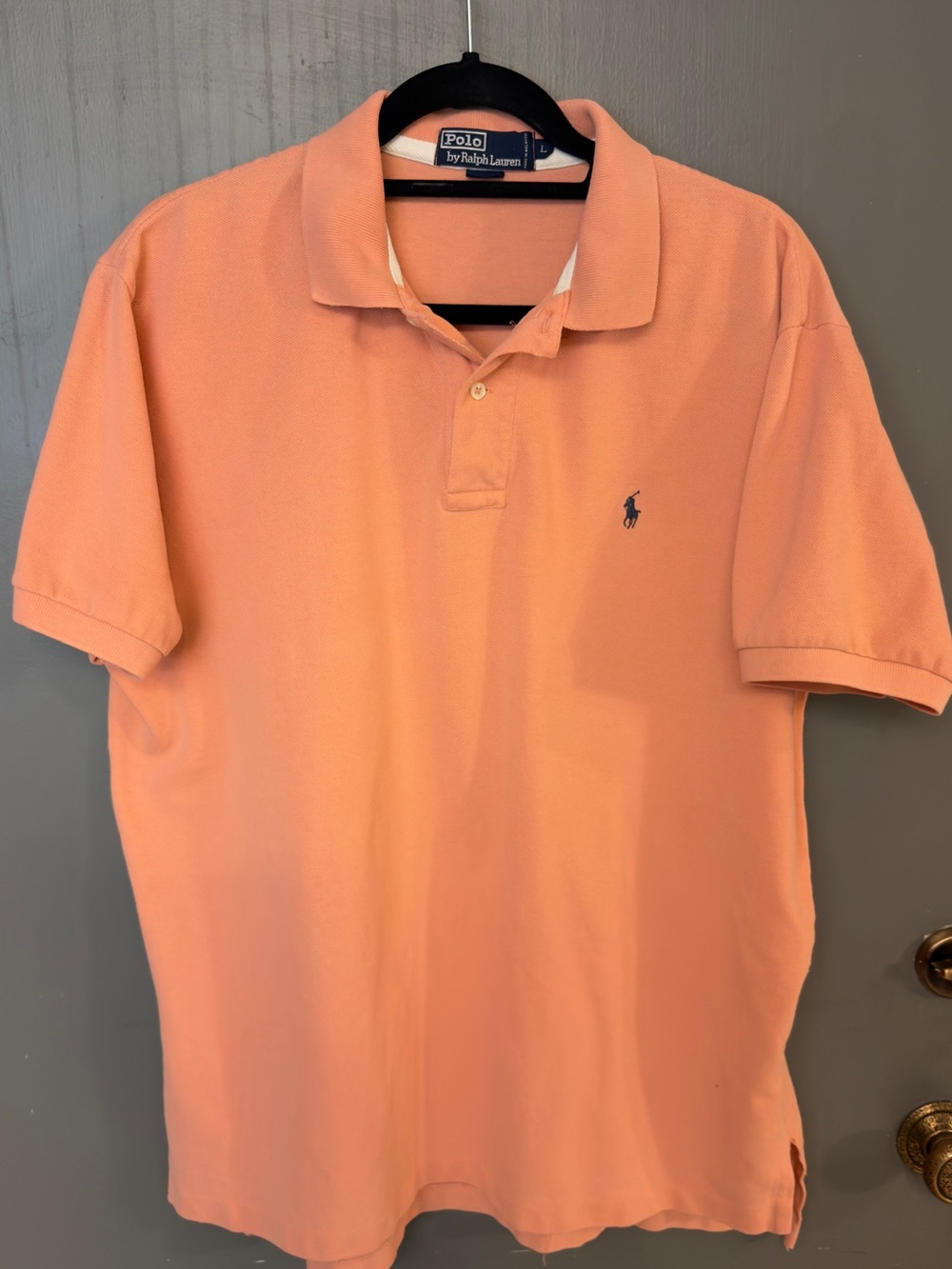 Polo by Ralph Lauren Men's Large Peach Short-Sleeve Polo Shirt